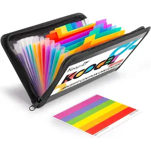 Expanding File Folder, 13 Pockets Small Accordion File Holder Organizer with Labels for Receipt Cards, Document, Zipper Closure, Bill Business, Coupons Storage, Classroom, 8.3X5.1 Inches, Black