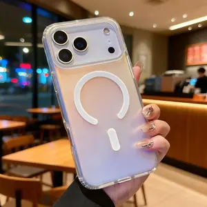 Magnetic for iPhone 17 Pro Max 16 15 14 13 Case [Compatible with MagSafe] Cute Clear Phone Cover for Women Girl and Men, Glitter Sparkly Back, Dynamic Color-Shift Iridescent Design, Rainbow