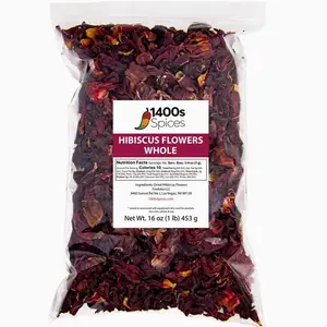 1lb Dried Whole Hibiscus Flowers and Petals, Flor de Jamaica, Sorrel Flower, Zobo Flower perfect for Tea and Mexican Agua Fresca | perfect for Tea, Mexican Agua Fresca.