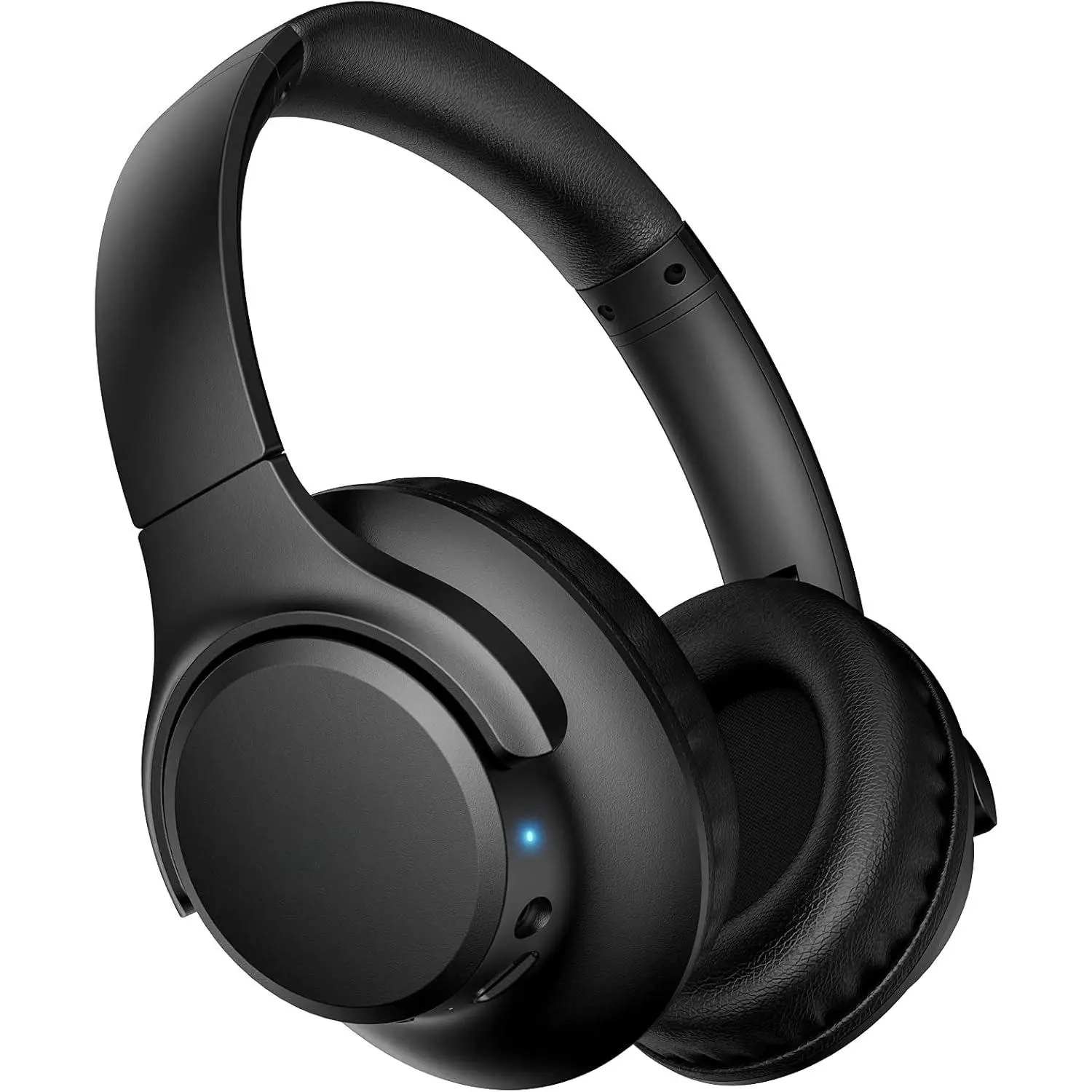 F-HPS19 Over-Ear Cordless Bluetooth Headphones with Microphone - 65H Playtime, HiFi Stereo Audio, Deep Bass, Low Latency, Foldable Lightweight, Adjustable, Plug & Button Controls, Rechargeable Electronic for Travel, Workout, Cellphone (Cable Compatible)