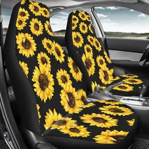 Sunflower Pattern Car Seat Cover, Car Seat Decorative, Durable Polyester Car Seat Protector, Universal Car Interior Accessories for Front & Rear Seats