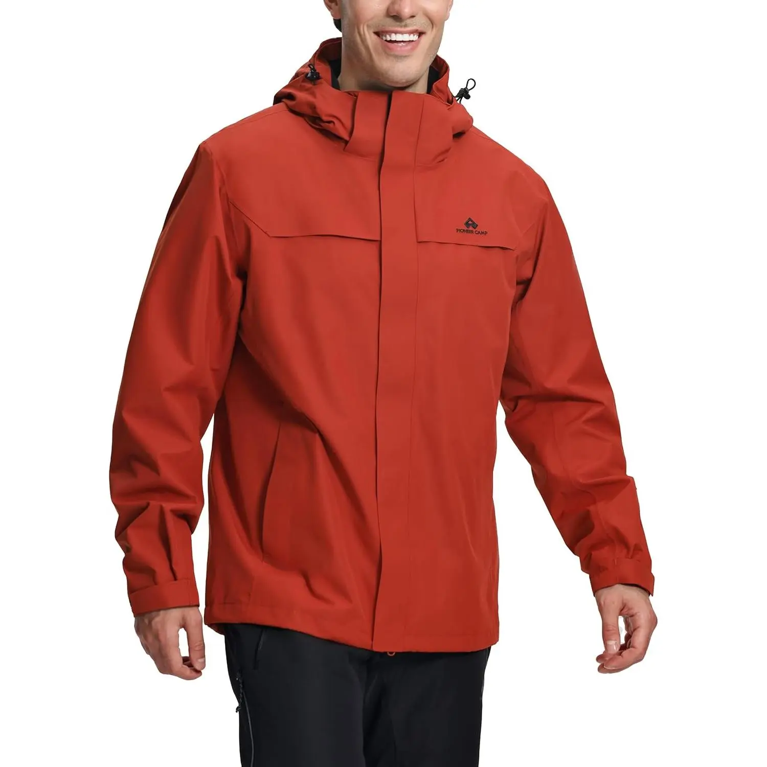 Pioneer Camp Men's Waterproof Windproof Jacket, Lightweight Hooded Breathable Outdoor Sports Outerwear, 3-Pocket Athlete Shell Coat for Hiking (Unisex Names Available), Athlete Jackets