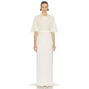 Helsa Mix Media Scarf Dress in Ivory