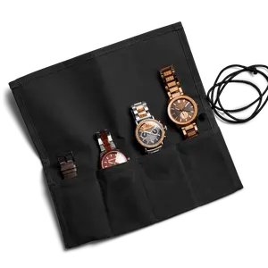 Black Wax Canvas Watch Roll