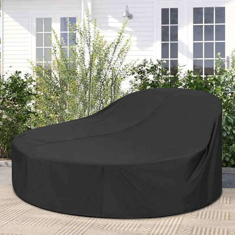 SunPatio 88" Round Heavy-Duty Polyester Daybed Cover - Waterproof Outdoor Use All-Seasons Patio Furniture Protector, 1.3kg Foldable, Elastic Edges, Secure Fit, Beige, 20*20*6cm