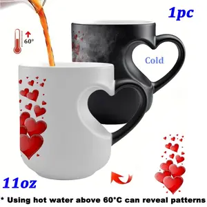 A High-Quality red heart Magic Temperature-Changing Ceramic Mug, Transforming from Hot to Cold Drinks, White cup body and heart-shaped design, Making It a Perfect Gift for birthday, Valentine'S Day, Mother's Day, Christmas, Or Any Holiday