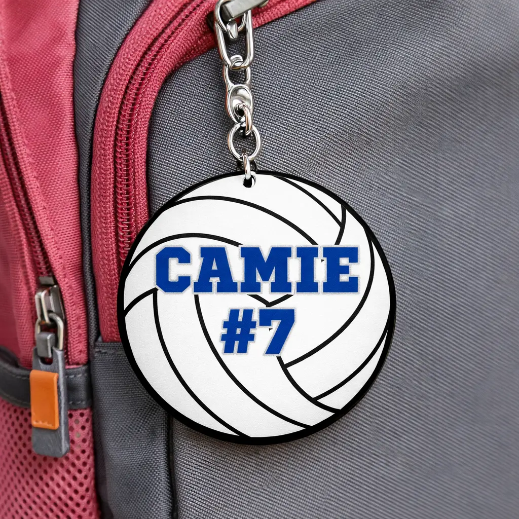 Volleyball Keychain - Custom Personalized, Custom Design Fun and Meaningful Accessory for Coaches, Fundraisers - Choking Hazard Small Parts Note