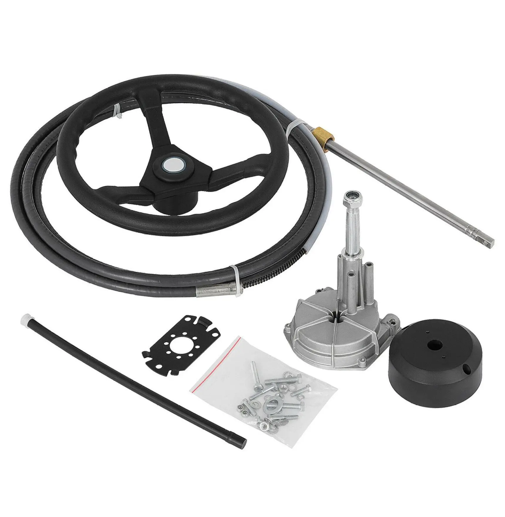 Outboard Steering System 13' - Boat Rotary Steering Kit with 13.5" Wheel 13 ft