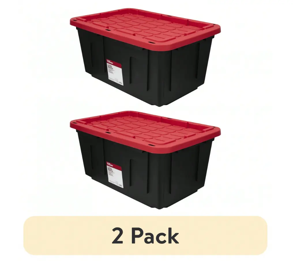 2 Pack 27 Gallon Heavy Duty Storage Bins with Snap Lids - Stackable Plastic Storage Totes for Garage, Basement, Closet & Home Organization