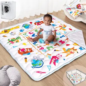 Baby Play Mat, 50x50 Mat with Super Soft Touch, Activity Mat with Upgraded Anti-Slip Bottom, Machine Washable Crawling Mat for Floor & Picnic(Numbers)