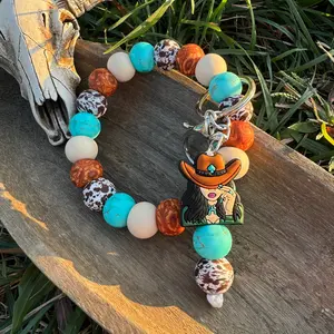 “Tooled & Turquoise” silicone wristlet keychain
