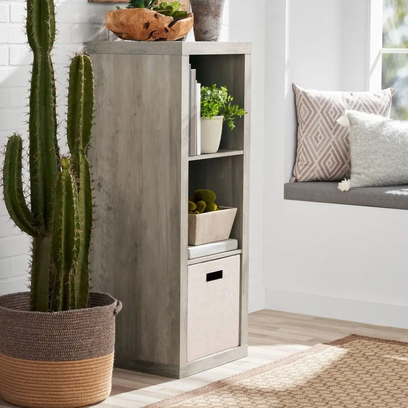 Better Homes & Gardens 3-Cube Storage Organizer - Rustic Gray, Open Back, Wall Mount Home Decor Shelving Unit