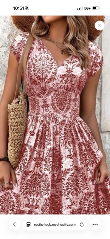Printed Cap Sleeve Maxi Dress