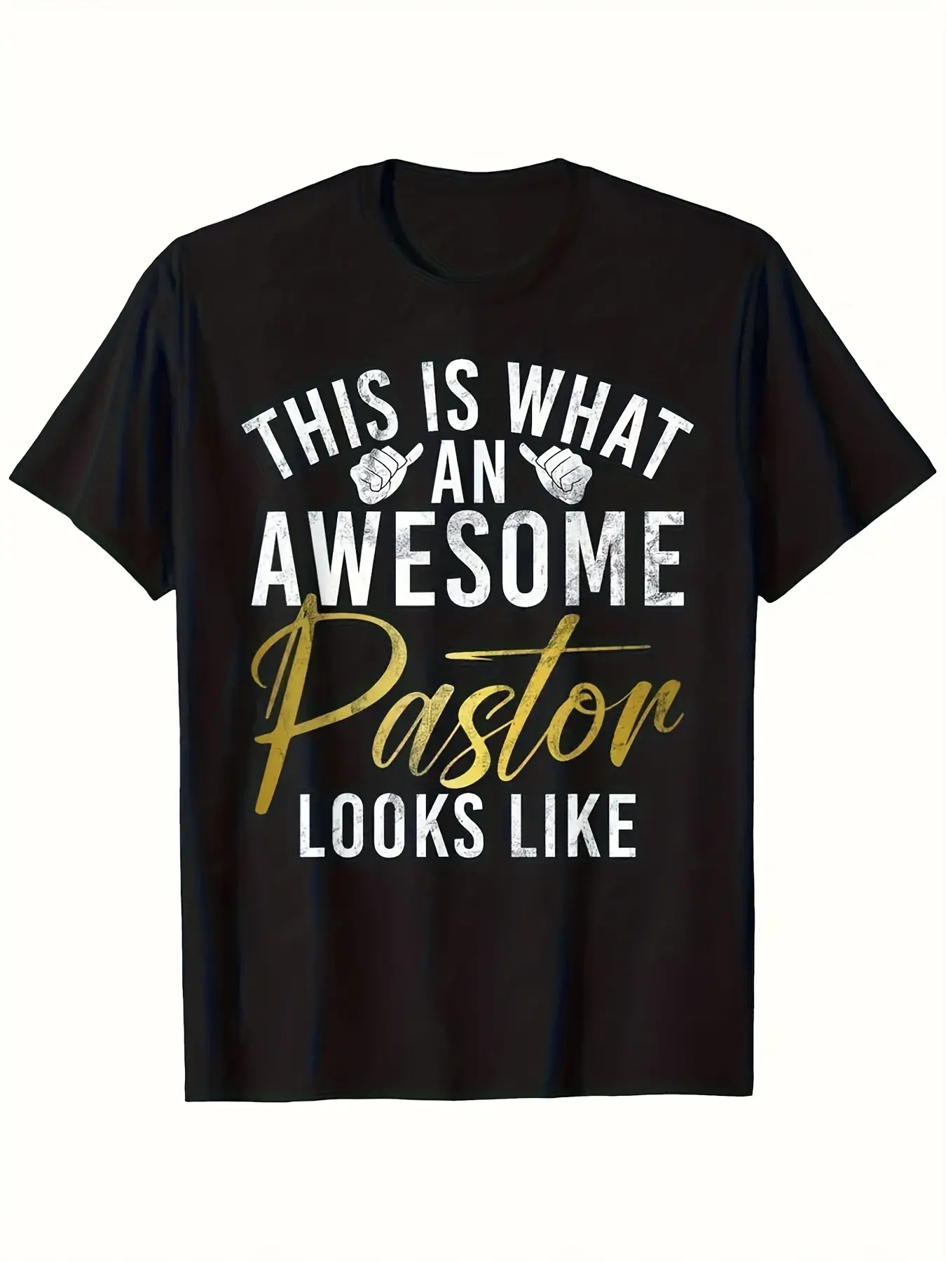 Men's  Women's Pastor T-Shirt - Bold Golden Cross unisex soft cotton short sleeve t shirt, vintage graphic casual tee for men women teens, perfect birthday holiday gift for camping travel gym daily street  wear