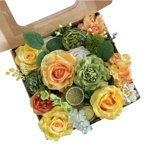 GAOMON 30 Pcs Artificial Flowers for Home Decor Indoor, Realistic Faux Silk Flower Bulk with Iron Stem, Decorative Floral Arrangement for Wedding Party Bouquets Centerpieces Backdrops, Yellow