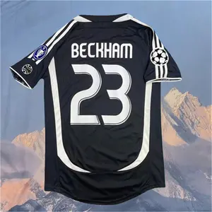 06 07 Away retro Black No.23 Beckham short sleeve Soccer jersey