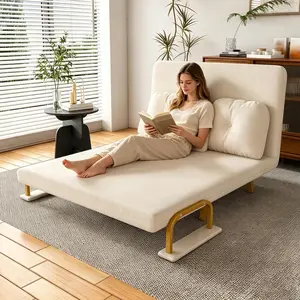 71.6" Wide Folding Sofa Bed 5-in-1 Convertible Chair for Two,5-Position Adjustable Backrest with Pillow, Space-Saving Sleeper for Living Room, Bedroom & Office (White)