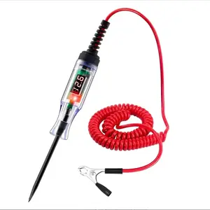 Automotive 5V-90V Digital LED Circuit Tester with Extended Spring Wire Bidirectional Light Tester for Electrical Voltage Testing Compact Practical with Pen Tip Protector