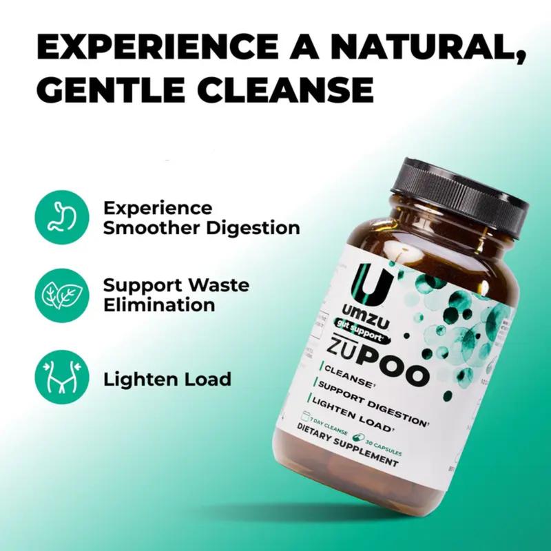 UMZU zuPOO – Gut Cleanse & Digestive Support with Magnesium & Cascara Sagrada Herbal Supplement Cleansing Dietary Supplement（1 Bottle & 2 Bottles)