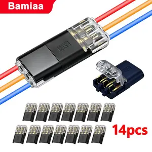 14-Pack 3-Channel 3pin Compact Quick Connect Terminals, No Stripping Wire Connector, D2 Model, Efficient Wiring Solution, Universal Connector