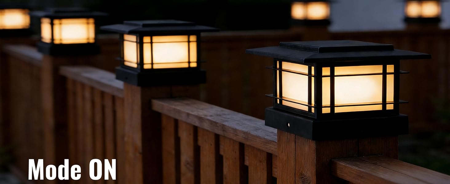 4x4 Solar Post Cap Lights Outdoor with Flickering Flame Light, Black Shell Fence Post Solar Lights Fit 4x4 Vinyl/Wooden Posts, Brightness LED Lighting Decor for Garden Deck Patio, 2 Pack