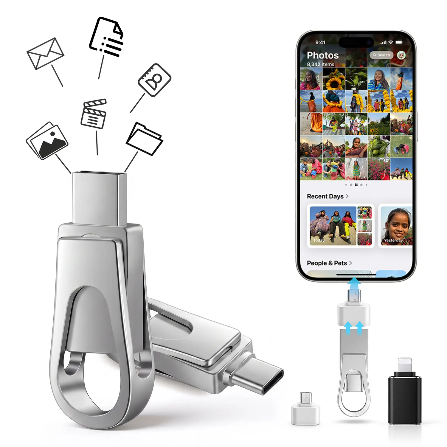 256GB 2-in-1 USB C Flash Drive, Dual USB & Type-C Memory Stick for Phone, Tablet & Computer, Portable Data Storage Drive