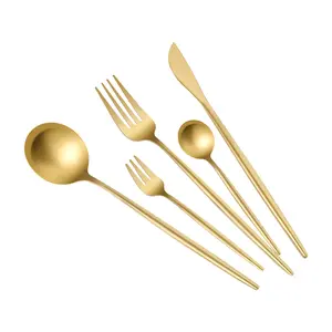 SHANGMAKEL 90-Piece Gold Silverware Set Stainless Steel Flatware for 18 People Vacuum Titanium Plated Cutlery for Weddings & Camping