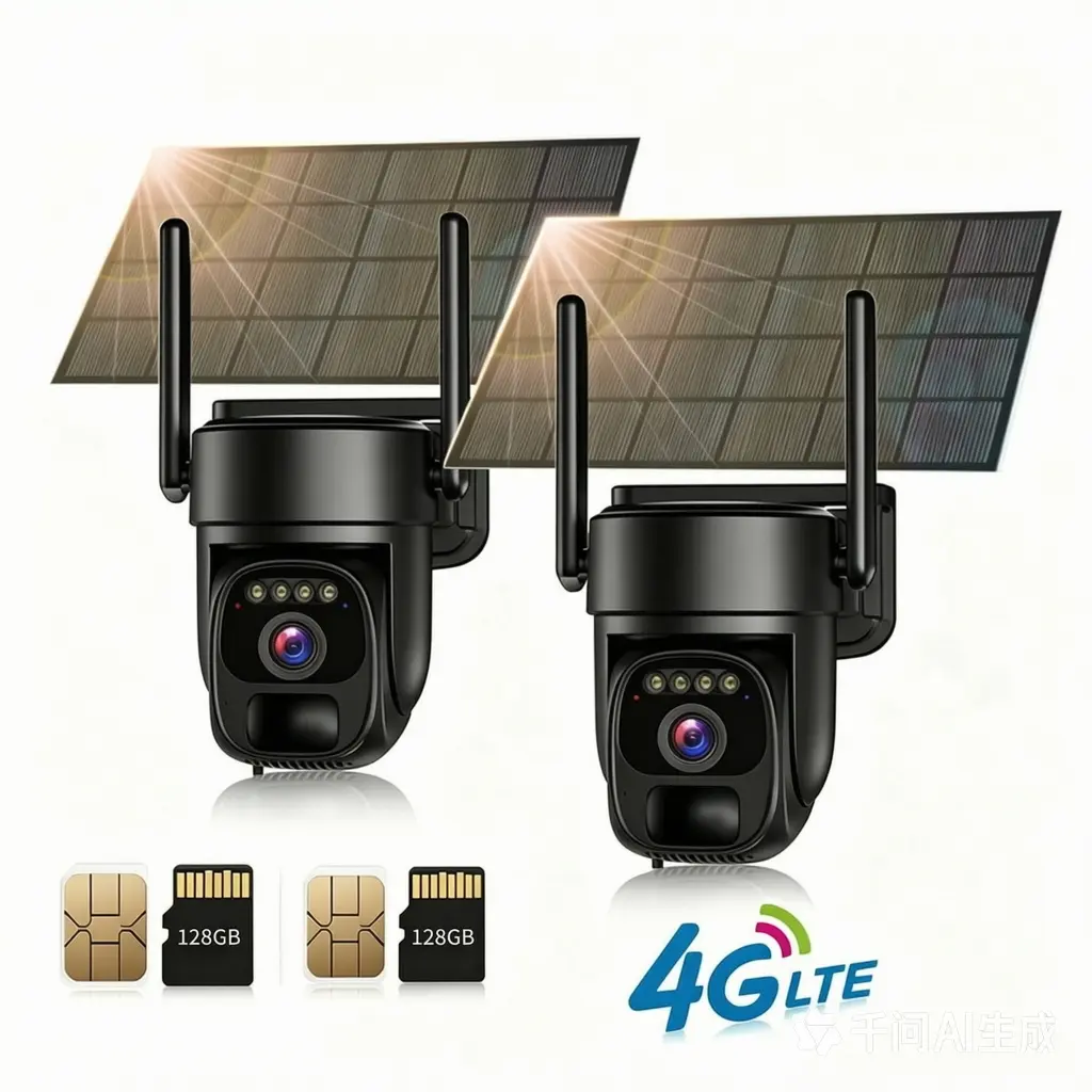 2-Pack Solar Power 4G Wireless Outdoor Multi-Functional Smart Security Camera - 360° View, Pan Tilt Control, Easy Installation, 2-Way Audio, Color Night Vision, IP65 Waterproof, Motion Detection, Recording, dual band wifi, Remote Surveillance Monitoring