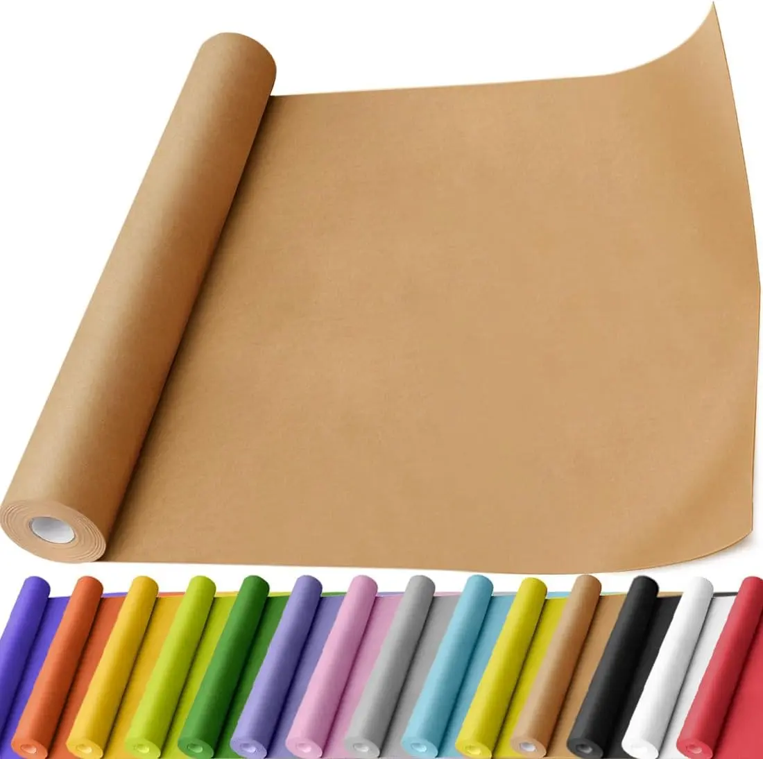 Breathable Recyclable Brown Kraft Paper Roll, 17.5"x600" (50'), 70GSM 50LB Office Stationery for Gift Wrapping, Moving Shipping & Floor Covering