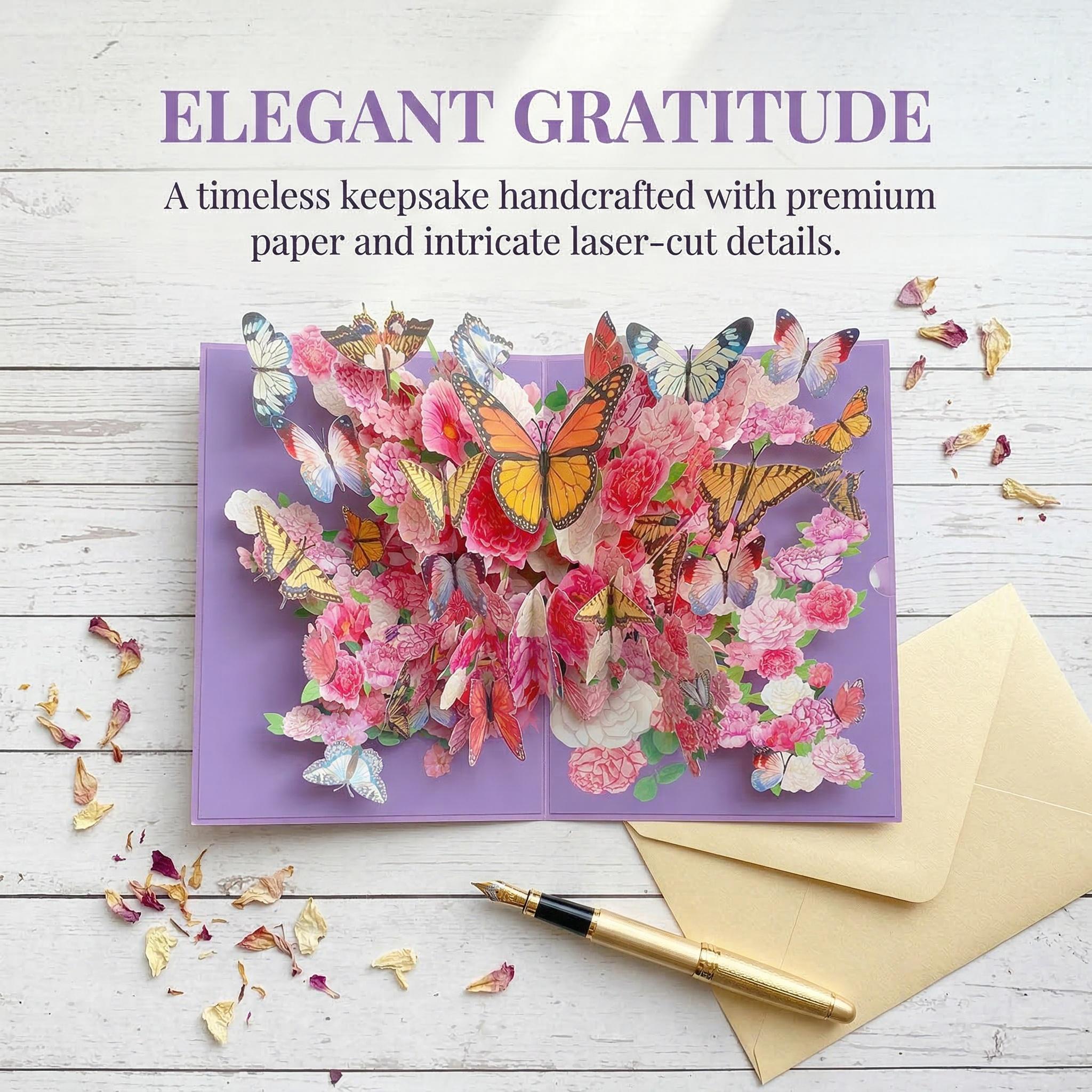 Butterflies Flower in Nature Pop Up Card - 3D Butterfly Card for Mother,Wife, Husband, Girlfriend, Mom, Dad, Mother, Father (Birthday Card, Get Well, Thank You, Anniversary)