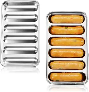 Stainless Steel Sausage Mold, Homemade Hot Dog Maker Baking Pan, Hotdog Mold Suitable for Oven Steamer and Microwave