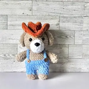 Cowboy Dog Crochet - Soft Yarn Material with Hat and Boots Design for Unique Pet Accessories