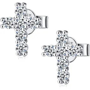 Moissanite Stud Earrings, Moissanite Earring White Gold Plated Sterling Silver Studs Earrings for Women Men