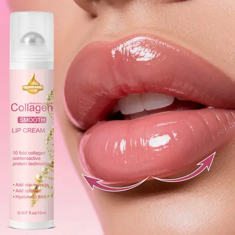 Collagen Lip Cream Moisturizing Lip Balm Hydrating Moisturizer 15 ml, 10x Collagen + Niacinamide + Hyaluronic Acid Triple-Action Formula for Smoothing Lip Skin, Daytime Moisturizing & Nighttime Repair, Leaving Lips Radiant and Plump Lip Care