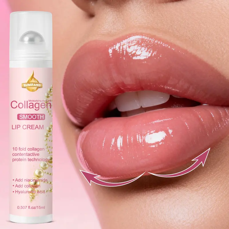 Collagen Lip Cream Moisturizing Lip Balm Hydrating Moisturizer 15 ml, 10x Collagen + Niacinamide + Hyaluronic Acid Triple-Action Formula for Smoothing Lip Skin, Daytime Moisturizing & Nighttime Repair, Leaving Lips Radiant and Plump Lip Care