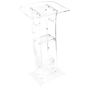 Podium Stand 43 Inch Portable Acrylic Lectern With Built In Storage Shelf And Wide Reading Surface For Lectures Presentations Classroom Use Conference Rooms Stage Events Public Speaking And Rehearsals
