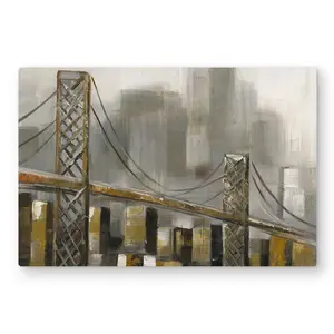 212 MAIN Vibrant Brown "Bridge by A Cloudy Day" Aluminium Metal Print Wall Artwork - 20x30 in. Nature Piece, Modern Home Decor, Ideal Gift for Home Supplies