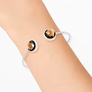 Premium Quality Smoky Quartz Briolette Cuff Bangle Bracelet B-1004 17-EB10069