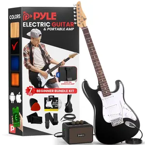 6-String Electric Guitar Kit, Enhanced Sound, Paulownia Wood, Black