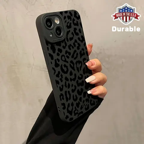Black Leopard Graphic Protective Phone Case For IPhone 11/12/13/14/12 Pro Max/15/XS Max/X/ Plus, Gift For Birthday, Girlfriend, Boyfriend, Protection, Casing, Accessories, Cover