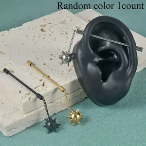 Vintage Elegant Stainless Steel Industrial Barbell Earrring, Unisex Valentine's Day Gift, Daily Wear Body Piercing Jewelry