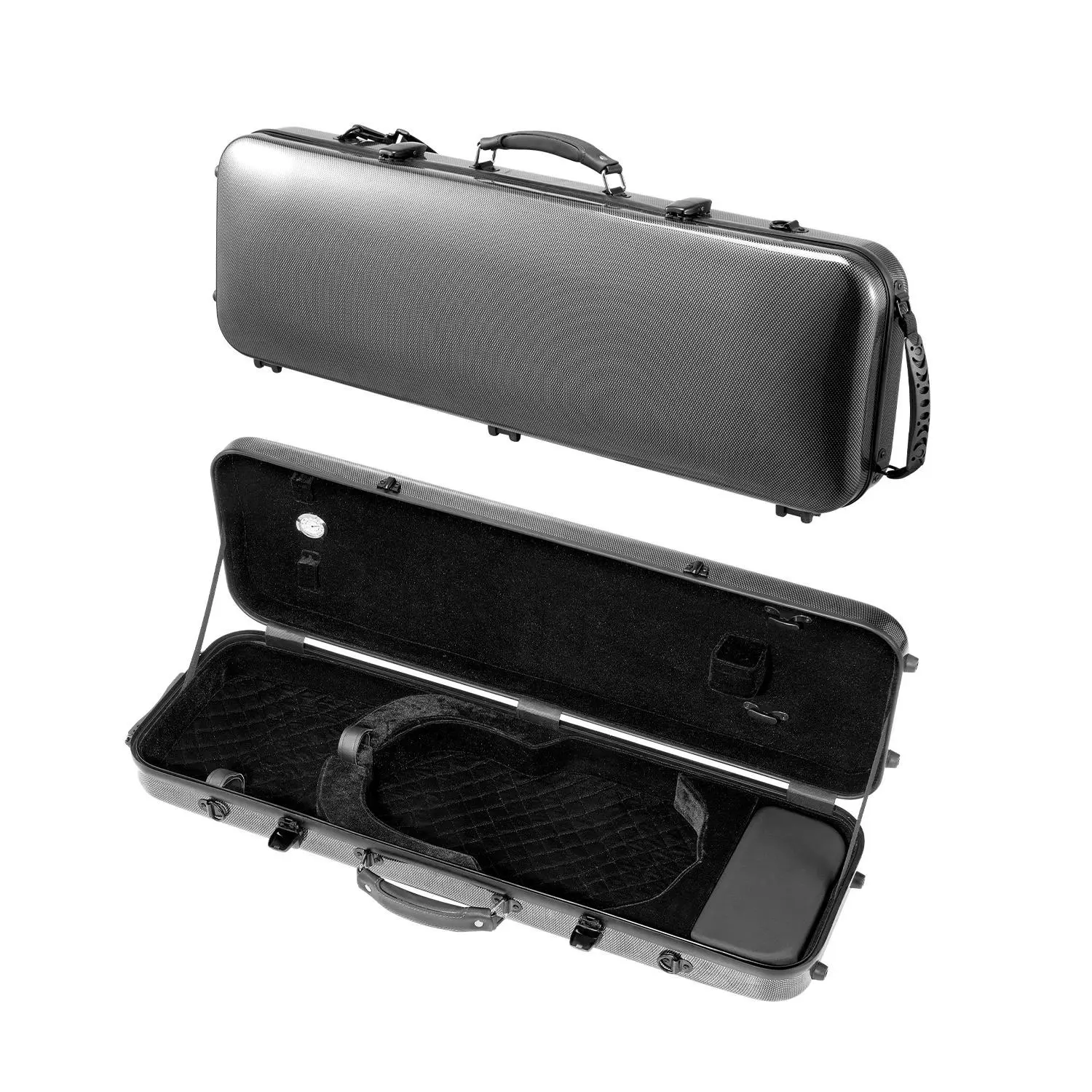 VEVOR 4/4 Full Size Oblong Violin Case, Travel-Friendly Lightweight Portable Carrying Bag with Built-in Hygrometer, Plush Lining, Shoulder Straps, Anti-Scratch Design, Professional Black Case for Violins