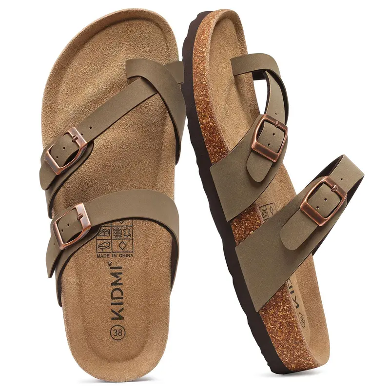 KIDMI Sandals for Women Cork Footbed Womens Sandals for Summer Comfort with Adjustable Straps Non-Slip Beach Essentials Summer Sandals for Women 2026
