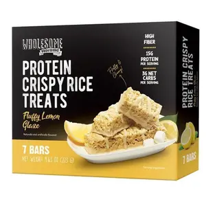 Lemon Glaze Protein Rice Crispy Treats - 15g Protein, Low Carb 4g Net, High Fiber, Soft & Chewy Lemon Glaze Protein Rice Crispy Treats - 15g Protein, Low Carb 4g Net, High Fiber, Soft & Chewy