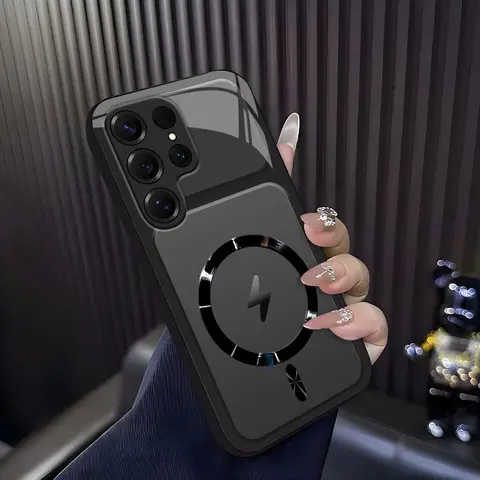 Lightning Bolt Design Gloss Smartphone Casing for [Galaxy S25 Ultra] 952, MagSafe-Compatible, Shockproof Protective Cover with Precision Magnet Ring for Handheld Devices Protection