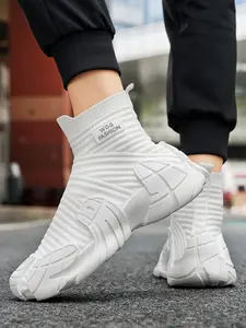 Men's High-top Fabric Casual Sports Shoes, Sports Athletic Shoes, High Top Sneakers, Fashionable Comfortable Breathable Training & Gym Shoes, Perfect for Daily Wear and Outdoor Activities