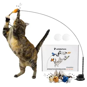 Whiskertons Interactive Bird Simulation Cat Toy Set (Chirping Edition) | Interactive Cat Toy | Realistic Chirping Birds