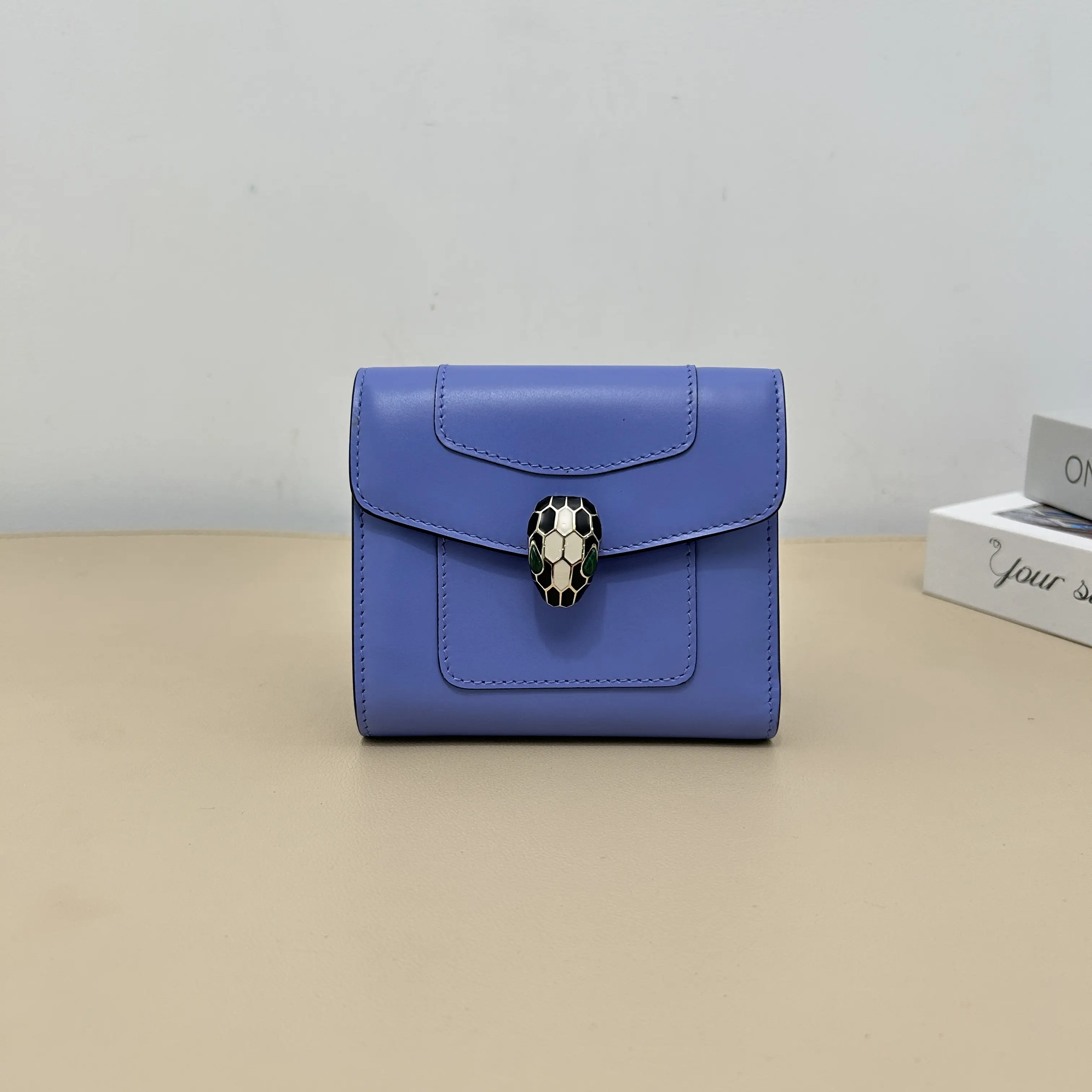 Pre-owned Bvlgari Calfskin Small Leather Goods Lavender Smooth Serpenti Flap Mini Crossbody Bag B8070507