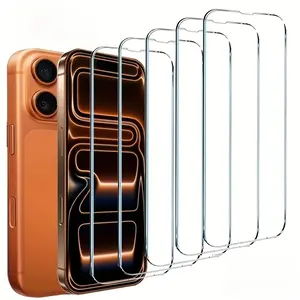 5-Pack Ultra-HD Protective Tempered Glass Screen Protector for iPhone 17/16/15/14/13/12/11 Series, Smartphone, 9h Hardness, Full Coverage, Bubble-Free Protection, Accessories