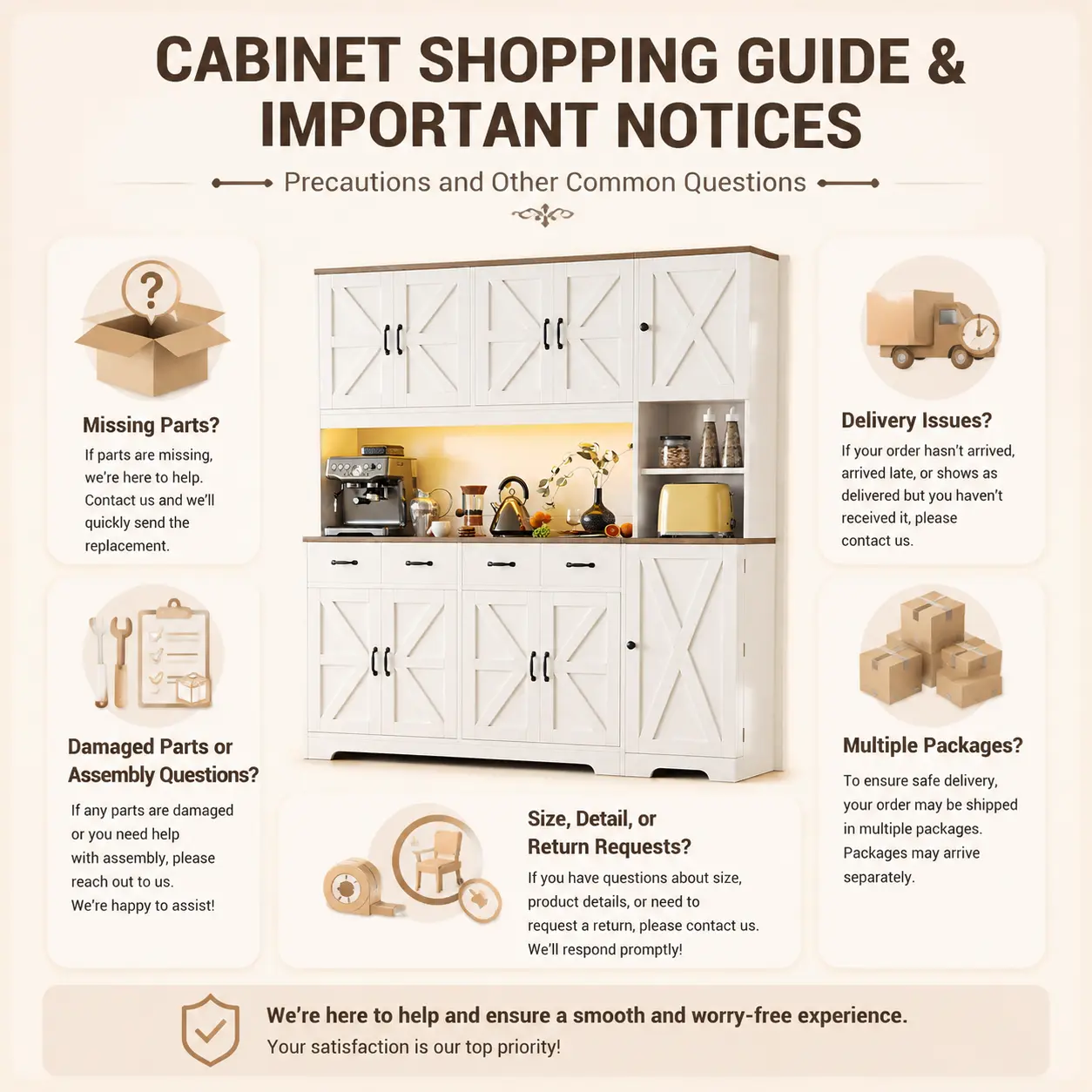 FUSOU Furniture: After-Sales Service for Cabinets; Double-Package Shipping Deals For You Days